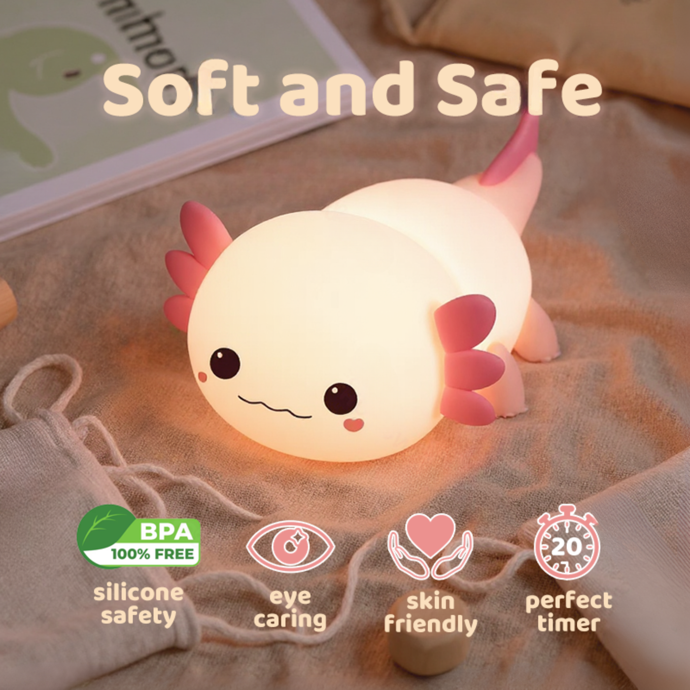 Lumozi™ Axolotl Squishy Night Light - Perfect Gift