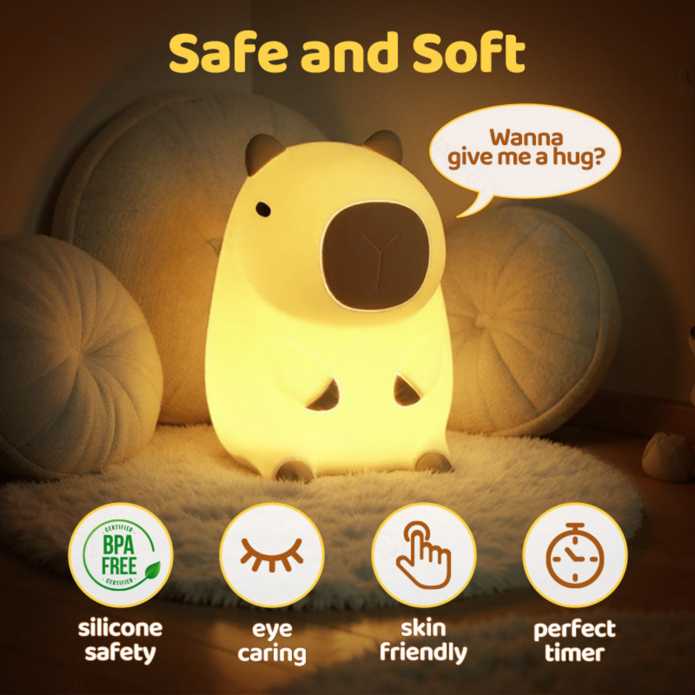 Lumozi™ Capybara Squishy Night Light - Perfect Gift